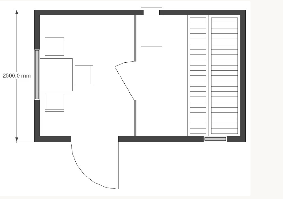 Планировка 4×2,5 модульной бани Норд